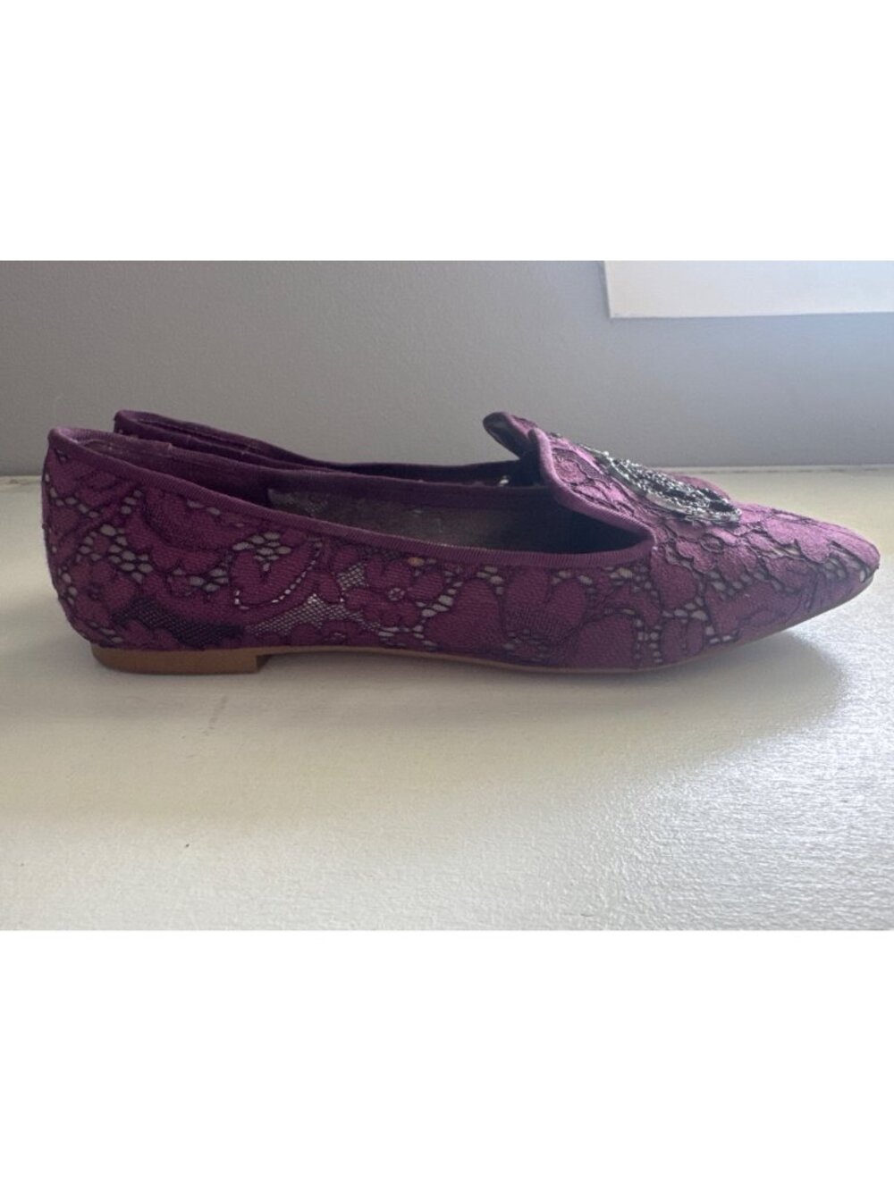 Karl Lagerfeld Womens Shoes Sz 8M Purple Lace Hana2 Loafer Designer WhimsiGoth - Picture 2 of 9